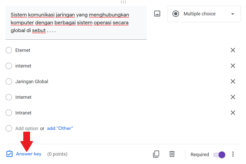 cara membuat kunci jawaban essay di google form