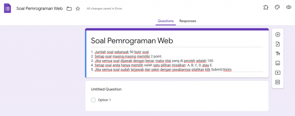 cara membuat kunci jawaban essay di google form