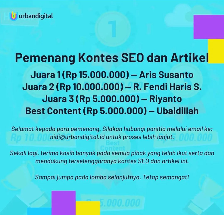 Juara 1 Kontes SEO Urban Digital X ASUS Indonesia